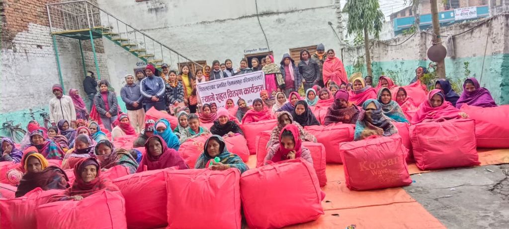 Cold wave blanket distribution Korean Wave relief bags
